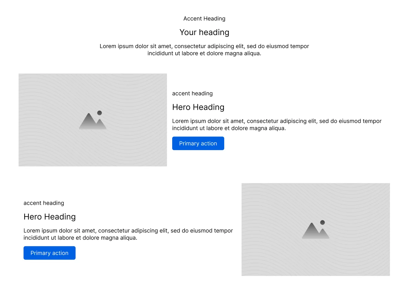 Feature Section Delta: alternating image and text rows