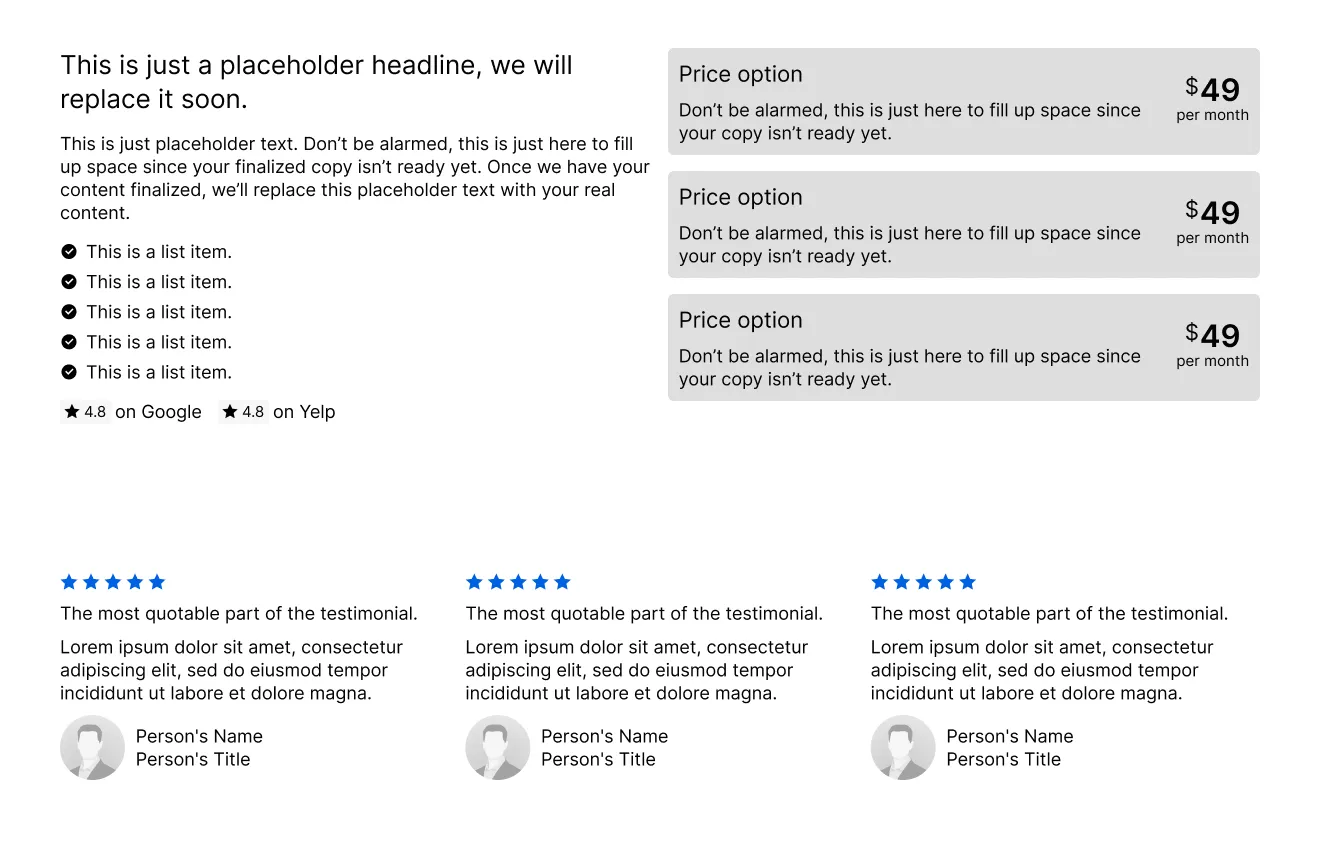 Pricing Section Delta: price options with a feature list